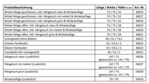 Wickelwiege Maße
